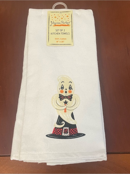 Johanna Parker Other - NWT JOHANNA PARKER SET 2 GHOST TOWELS Hand Tea Kitchen Halloween Fall Witch Hat